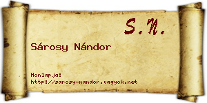 Sárosy Nándor névjegykártya